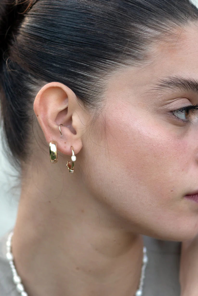Opal hoops earrings